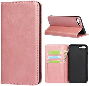 Cavor for iPhone 7 Plus Case, iPhone 8 Plus Case Cowhide Pattern PU Leather Cases Flip Magnetic Kickstand Book Wallet Cover Phone Case with Card Slots(5.5") -Pink