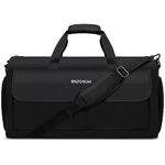 Garment Bags for Travel Large Suit Bag for Men Convertible Garment Duffle Bag for Men Women with Shoes Compartment, Carry On Garment Duffel Bag 2 in 1 Hanging Dress Suitcase Suit Travel Bags, Black