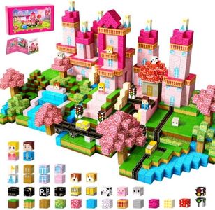 Bnoiiok 500PCS 0.8 Inch Magnetic Blocks,Magnetic Princess Castle Animal Traffic STEM Building Toys,Magnetic Building Blocks for Kids Ages 3,4,5,6,7,8,9,10,11 Gifts for Girl Birthday Christmas