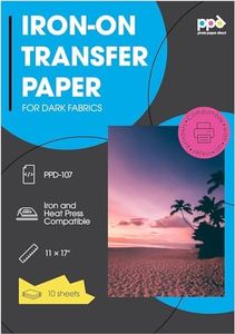 PPD Iron on Transfer Paper for Dark Fabric Compatible with Inkjet Printer, 11 x 17 Printable T Shirt Heat Transfer Papers, Custom Print Photo, Durable, Flexible & Machine Washable (10 Sheets)