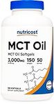 Nutricost MCT Oil Softgels 1000mg - Great for Keto, Ketosis, and Ketogenic Diets, 3000mg per Serving
