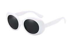 BOZEVON Retro Oval Sunglasses - UV400 Sunglasses Goggles For Women & Men White-Black C1