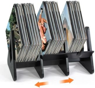 Expandable Vinyl Record Holder,Bamboo Tabletop Storage Shelf with Divider