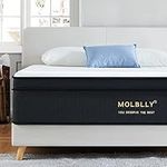 Queen Mattress, Molblly 12 Inch Mattress Queen Size, Hybrid Innerspring Double Cooling-Gel Foam Mattress in a Box, CertiPUR-US Certified, Matelas Queen Medium Firm for Pressure Relief and Support