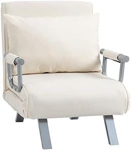 HOMCOM Schlafsofa mit Armlehne 3-in-1 Schlafsessel Gästebett Klappmatratze Klappbett Chaiselongue Multifunktion Polyester Creme 65 x 69 x 80 cm