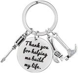 XGAKWD Fathers Day Keychain from Daughter Son, Wedding Birthday Keychain Gift for Step Dad Papa, Thank You for Helping Me Build My Life