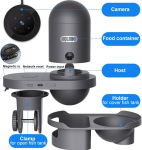 Wolmds WiFi Automatic Fish Feeder with HD Camera – App Control, 230ml, Dark Grey