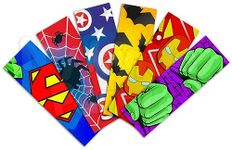 Pack of 12 - Superhero Theme Bookmarks - Bat,Green Hand, Spider, Stars & Stripes - Party Bag Bags Book Fillers Reading Teacher Rewards Supplies