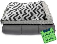 Quility Weighted Blanket for Adults - 15 LB Queen Size Heavy Blanket for Cooling & Heating - 100% Cotton Big Blanket w/Glass Beads, Machine Washable Blankets - 60"x80", Chevron