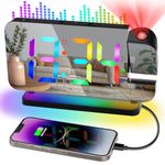 LYtech 7" Projection Alarm Clock Radio Alarm Clock Beside with Night Light RGB Projector Digital Alarm Clocks Large Display, Brightness & Volume Adjustment USB Charger 12/24H Snooze for Home (Black)