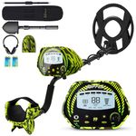 Metal Detector for Adults Professional Waterproof - Higher Accuracy Gold detectors with Larger Coil + Bigger LCD Display + Strong Memory Mode for Beginners - SUFFLA SMD01 Camouflage Green