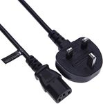 3 Pin Mains Power Lead 3 Prong Plug Cord Kettle Cable Compatible with Samsung Toshiba LG Sony Panasonic Acer Asus BenQ Dell Compaq LCD Plasma TV and LED Monitor (C13 to UK 3 Pin Plug) 0.5m