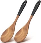 2 Pcs Large Wooden Spoons for Cooking Serving Spoon 12" Big Mixing Spoons for Baking Cooking Spoon Set Unique Acacia Wood Utensils Teak Long Stirring Spoons Kitchen Tools Spatula