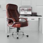 Rose Designer Chairs® SpaceX Leatherette Executive High Back Revolving Office Chair (Brown & Maroon)