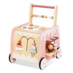 Wooden Baby Walker, Multifunctional Ice Cream Cart Activity Toy for Learning to Push Walk with Wheels, Pretend Playset Ideal for Toddlers, Boys and Girls Ages 1-3