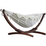 Vivere C8SPCT-00 Double Cotton Hammock with Solid Pine Arc Stand-Natural 8' Neutral