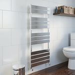 DuraTherm® 1200 x 500mm Flat Panel Heated Towel Rail Radiator Modern Central Heating Bathroom Warmer Wall Mounted Ladder Rad, Polished Chrome