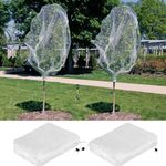 Aoipend 2 Pack 7.8 x 7.8 ft Large Fruits Tree Netting Cover with Zipper and Drawstring, Garden Insect Netting Plant Cover Transparent Bird Plant Barrier Flower Mesh Screen for Preventing Squirrel Bug