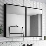 Plantex Aluminium Framed Mirror Box for Bathroom/Double Door Heavy-Duty Steel Body Mirror with Storage - 24x32 Inch, Black