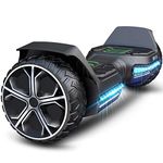 GYROOR Hoverboards , 6.5 inch 250W All Terrain Offroad,Self Balancing Hover Board w/ Bluetooth Speaker,APP Control,Glowing LED Lights,Non-slip Hover Boards,for Xmas Birthday, Black C (G5-Black)