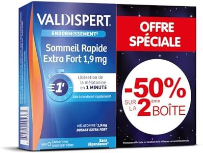 VALDISPERT - Endormissement - Sommeil Rapide Extra Fort 1.9 mg - Complément Alimentaire À La Mélatonine - Diffusion Rapide en 1 minute - Sans Dépendance - 2 boîtes de 40 Comprimés Orodispersibles