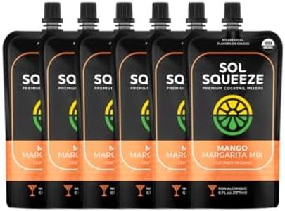 SOL SQUEEZE Mango Margarita Mix - Organic, Vegan, and Portable 2-Serving Pouch with Real Fruit Blend, Gluten-Free, and Non-GMO, (6 Pack)