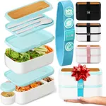 KARRICO Double Premium Bento Box, 67 fl oz BPA-Free - Mint Stackable Lunch Box with Leak-Proof Lids & Dividers, Perfect for Christmas Meal Prep, Holiday Lunches & Portion Control