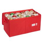 Christmas Ornament Storage Container with Dividers -Box Stores Up to 54-4" Ornaments, Zippered, Convenient, Adjustable, Heavy Duty 600D, Large Organizer Bin to Protect and Store Holiday Décor (Red)