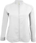 Natural Uniforms Women's Ultra Soft Stretch Zip Up Scrub Jacket (White, Medium)