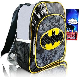 Batman Backpack for Preschool Toddlers ~ Deluxe 12" Batman Mini Backpack for Boys Kids (Batman School Supplies Bundle), Black, Batman Backpack, Batman Lunch Box, Batman Lunch Box