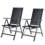 CCLIFE Balcony Chairs Set of 2 Aluminium Garden Chairs Stackable Adjustable Foldable Load Capacity 120 kg Aluminium Outdoor