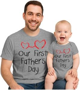 Tstars Our First Father's Day Dad and Baby Matching Outfits | New Dads Gift with Dad Shirt and Infant Bodysuit Dad Gray XX-Large/Baby Gray 12M (6-12M)