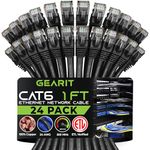 GearIT 24-Pack, Cat 6 Ethernet Cable Cat6 Snagless Patch 1 Foot - Snagless RJ45 Computer LAN Network Cord, Black - Compatible with 24 48 Port Switch POE Rackmount 24port Gigabit