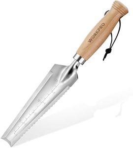 WORKPRO 12.5" Weeder Puller Tool with Wood Handle, 4-in-1 Polished Stainless Steel Garden Trowel, Hori Hori Garden Knife for Easy Weeder Removal, Planting, Weeding, Small Gardening Hand Tools