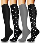 CTHH 4 Pairs Graduated Copper Compression Socks for Women & Men Circulation 15-20 mmHg - Best Support for Nurses, Running