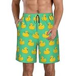 Lsjuee Fun Novelty Rubber Duck Mens Quick Dry Printed Short Swim Trunks Swimwear Beach Shorts Bathing Suits