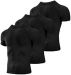 Niksa Men's Compression Shirts 3/5 Pack, Short Sleeve Athletic Compression Tops Cool Dry Workout T Shirt