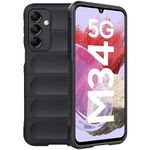 TheGiftKart Liquid Silicon Back Cover Case for Samsung Galaxy M34 5G / F34 5G | Shockproof Military Grade Protection | Micro-Fibre Cloth On Inner Side | Built-in Anti-Slip Grip Back Cover (Black)