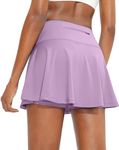 SANTINY Pleated Tennis Skirt for Women with 4 Pockets Women's High Waisted Athletic Golf Skorts Skirts for Running Casual, Light Purple, Medium