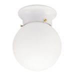 Westinghouse 6660714 One-Light Flush-Mount Interior Ceiling Fixture, White Finish with White Glass Globe