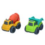 Zing Plantastic City Vehicles Double Pack (Small Size) - Cement Mixer and Dump Truck, 40% Wheat Straw Material, Age 3 and Up