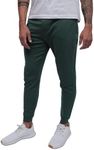 INTO THE AM Premium Men's Joggers Sweatpants with Pockets Tapered Slim Fit Plain Athletic Pants (Forest Green, X-Large)