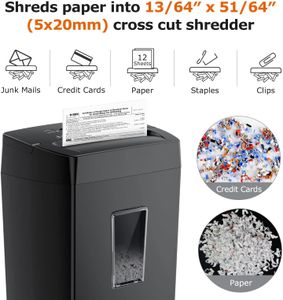 Bonsaii 12-Sheet Cross Cut Paper Shredder – Heavy Duty Office Use