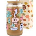 Gifts For Mom - Mom Daily Affirmations Gifts for Mother's Day From Daughter, Son - Birthday Gifts For Women, Mama, Step Mom, Her, Wife, Bonus Mom, New Mom - 16oz Iced Coffee Glass Cup with Straw Lid