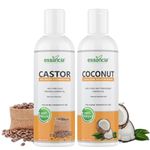 essancia - NATURALLY IN EVERY DROP Pack Of 2 Castor And Coconut Carrier Oils Set - 100% Pure Cold Pressed Oils For Hair Growth, Dandruff, Skin Care, And Dark Circles