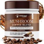 Mushroom Coffee, Organic Mushrooms Instant Coffee, Great Tasting Colombian Coffee, Organic Keto Coffee, 7 Superfood Mushrooms Lions Mane, Chaga, Reishi, Cordyceps, Maitake, Shiitake, and Turkey Tail