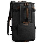 G-FAVOR 40L Travel Backpack, Vintage Canvas Rucksack Convertible Duffel Bag Carry On Backpack Fit for 17.3 Inch Laptop Bag, Black, 21.7 x 13.4 x 8.7 inch, Travel Backpacks