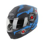 Steelbird SBH-40 Cyber ISI Certified Full Face Graphic Helmet for Men and Women with Inner Sun Shield (X-Large 620 MM, Glossy Black Blue)