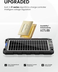 POWOXI 9W Solar Battery Charger – Portable Panel for Car, Boat, RV