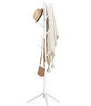 House of Quirk Bamboo Coat and Hat Rack 8 Hooks Coat Stand Clothes Rack Solid Feet for Clothes Scarves and Hats DIY - Do-it-Yourself Rack (White)